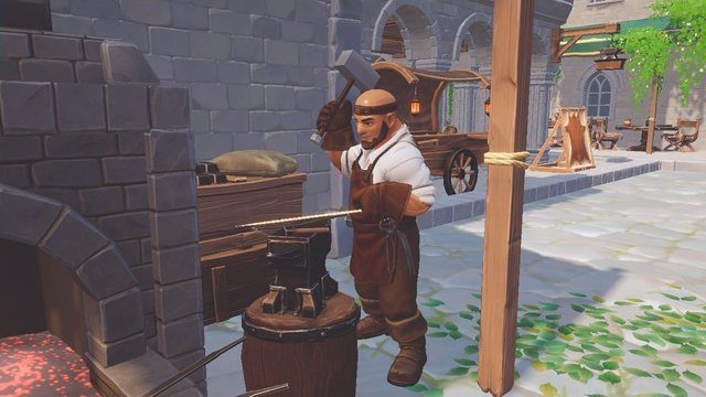 Brannoc the smith at his anvil.