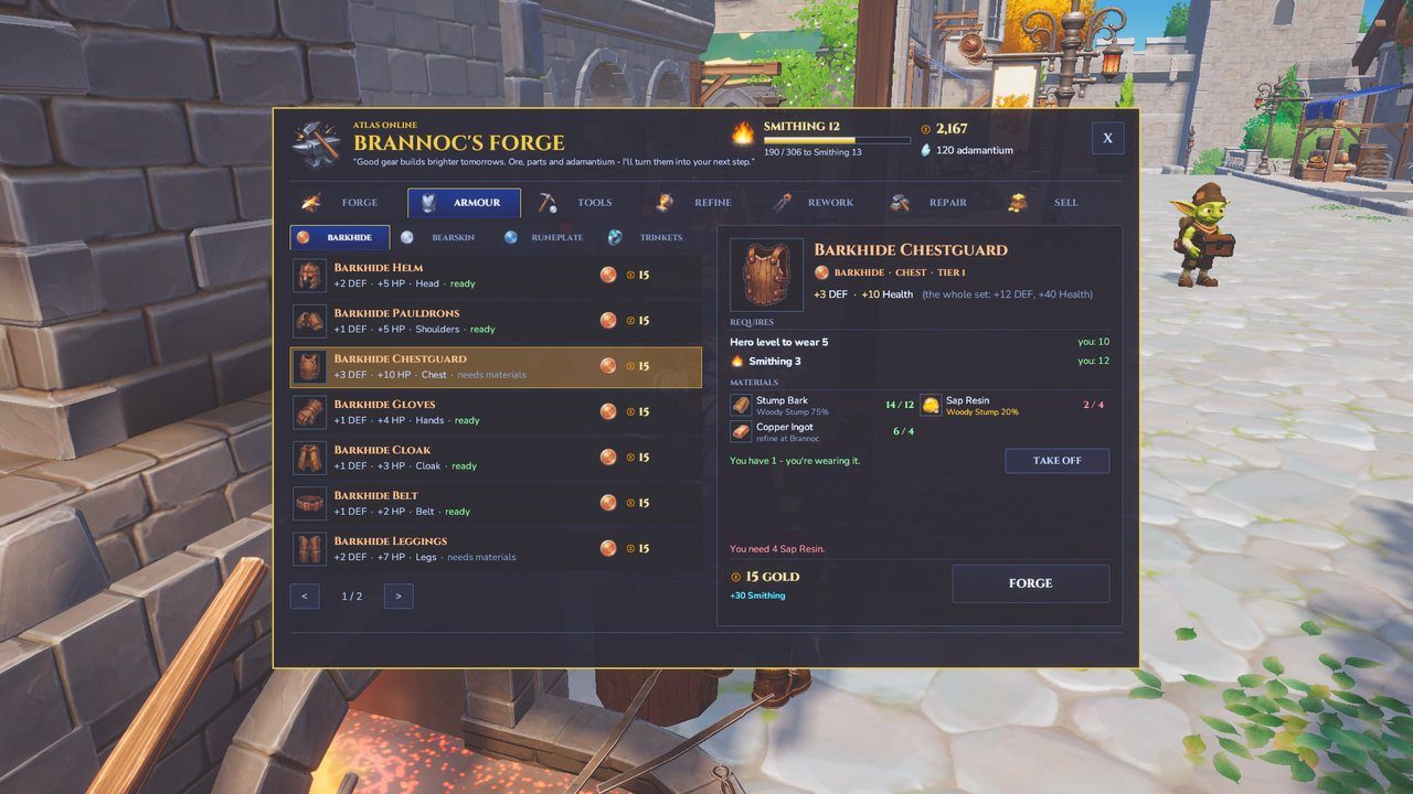 The armour tab listing the Runeplate set.