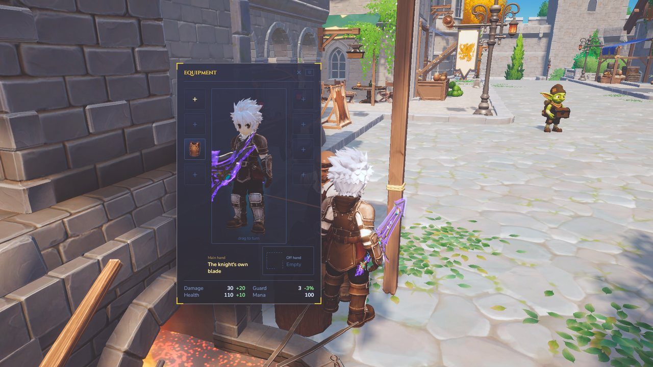 The equipment window with armour slots filled.
