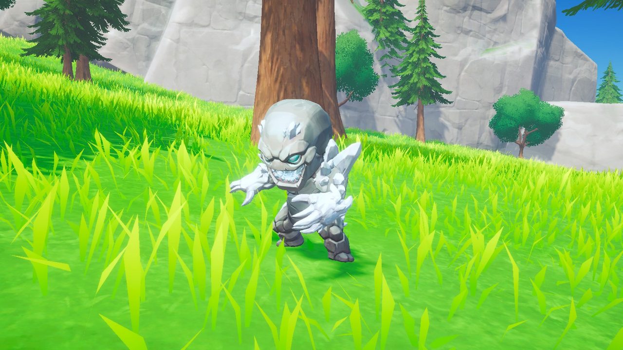 A knee-high crystal imp with ice-white crystals on its back and glowing eyes.